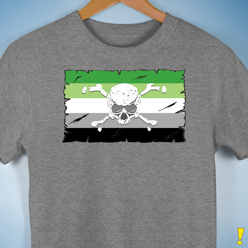 Aromantic Pride Pirate Flag Premium Unisex T-Shirt - Grey Heather